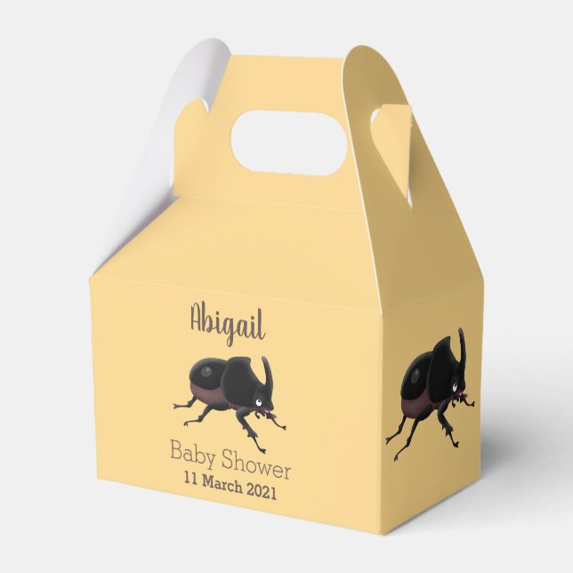 Cute rhinoceros beetle cartoon illustration favor box (Front Side)