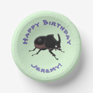 Cute rhinoceros beetle cartoon illustration paper plate