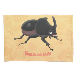 Cute rhinoceros beetle cartoon illustration pillowcase