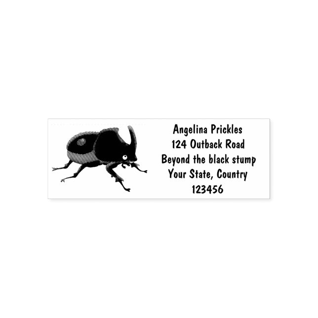 Cute rhinoceros beetle cartoon illustration  self-inking stamp (Design)