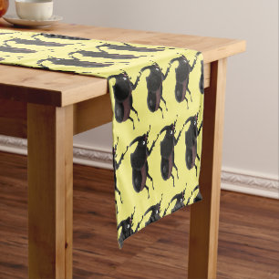 Cute rhinoceros beetle cartoon illustration short table runner