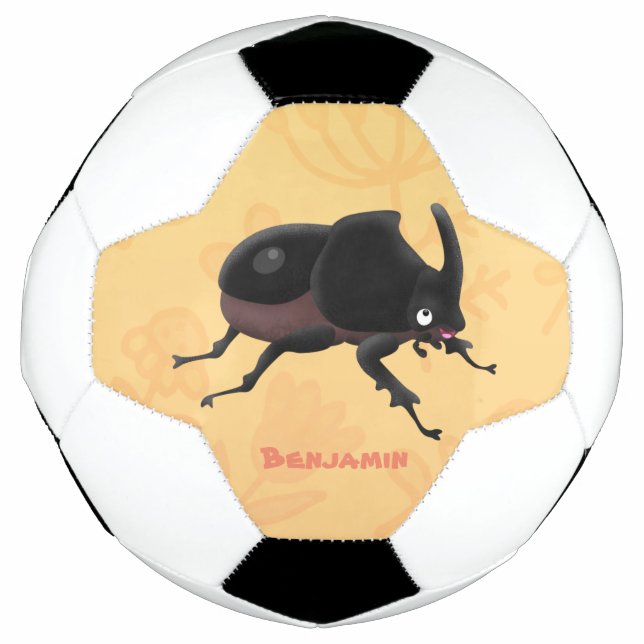 Cute rhinoceros beetle cartoon illustration soccer ball (Front)