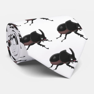Cute rhinoceros beetle cartoon illustration tie