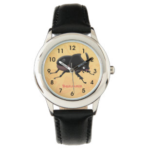 Cute rhinoceros beetle cartoon illustration watch