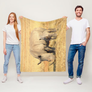 Cute rhinoceros in africa   fleece blanket
