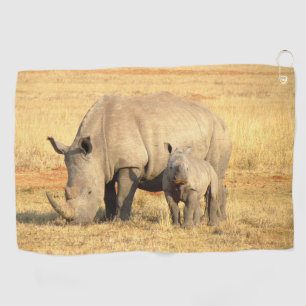 Cute rhinoceros in africa   golf towel
