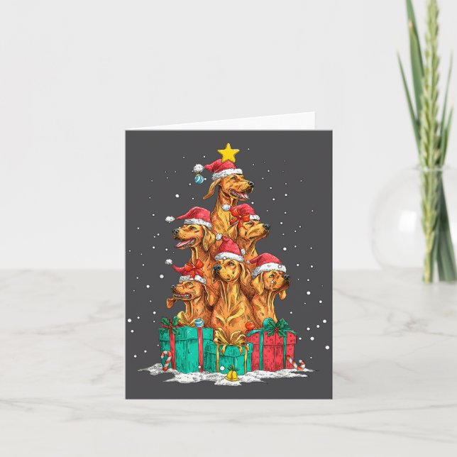 Cute Rhodesian Ridgeback Le Dog Christmas Tree Xma Card (Front)