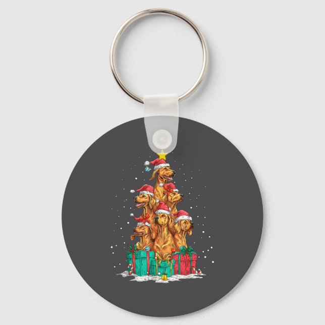 Cute Rhodesian Ridgeback Le Dog Christmas Tree Xma Keychain (Front)