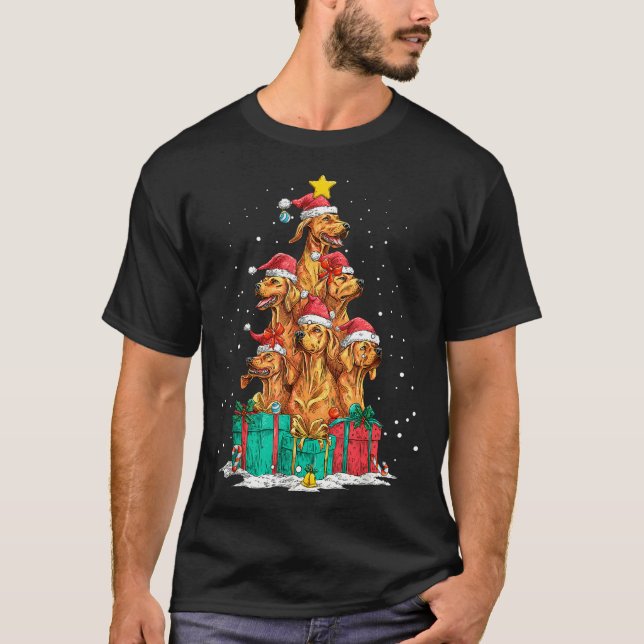 Cute Rhodesian Ridgeback Le Dog Christmas Tree Xma T-Shirt (Front)