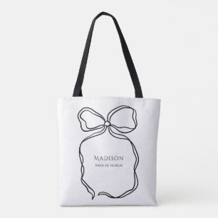 Cute Ribbon Doodle Personalized Maid Of Honour Gif Tote Bag