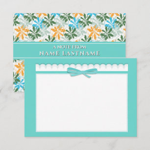 Cute Ribbon & Pastel Elegant Mint Teal Floral Card