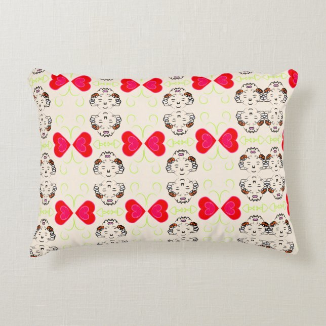 Cute Ribbon Pattern Accent Pillow (Front)
