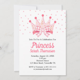 Cute ribbon Princess Crown Birthday Party Invite