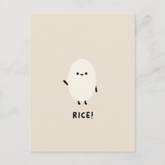 cute rice character minimal kawaii funny rice desi postcard