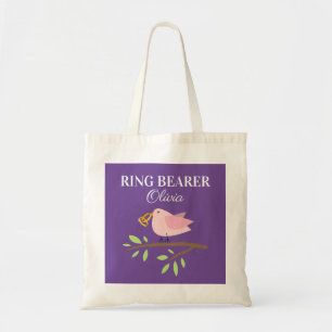 Cute ring bearer bird wedding tote bag for girl