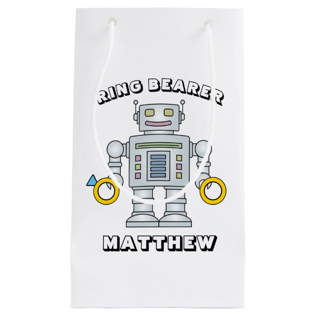 Cute Ring Bearer robot wedding gift bag for kids (Front)