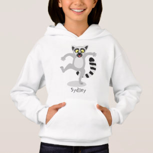 Cute ring tail lemur dancing cartoon illustration