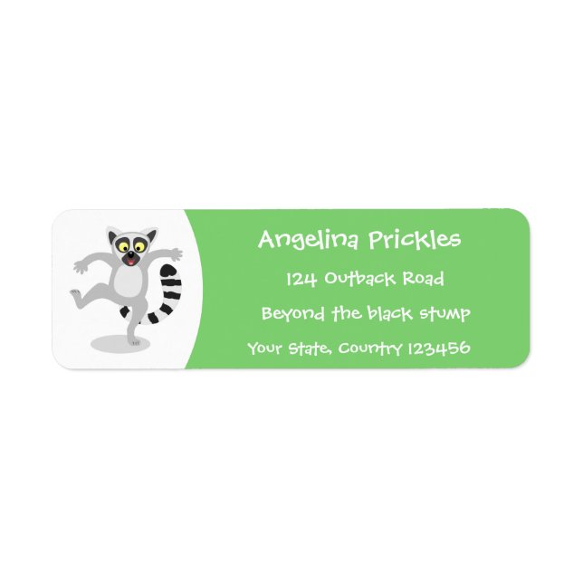 Cute ring tail lemur dancing cartoon illustration (Front)