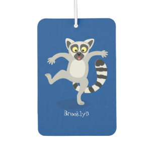 Cute ring tail lemur dancing cartoon illustration  air freshener
