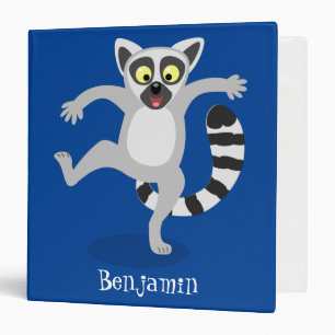 Cute ring tail lemur dancing cartoon illustration binder