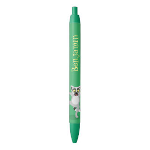 Cute ring tail lemur dancing cartoon illustration black ink pen