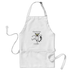 Cute ring tail lemur dancing cartoon illustration standard apron