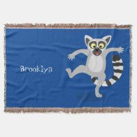 Cute ring tail lemur dancing cartoon illustration