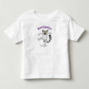 Cute ring tail lemur dancing cartoon illustration toddler t-shirt