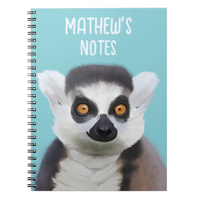 Cute Ring-Tailed Lemur Face Notebook (Front)