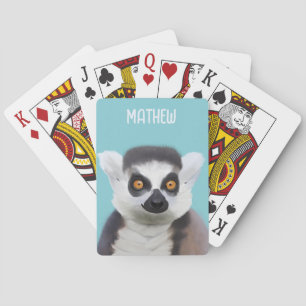 Cute Ring-Tailed Lemur Face Playing Cards