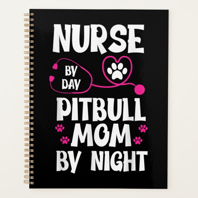 Cute RN Nurse Pit Bull Mom Paw Dog Puppy Lover Planner (Front)