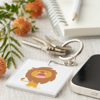 Cute Roaring Cartoon Lion Acrylic Keychain