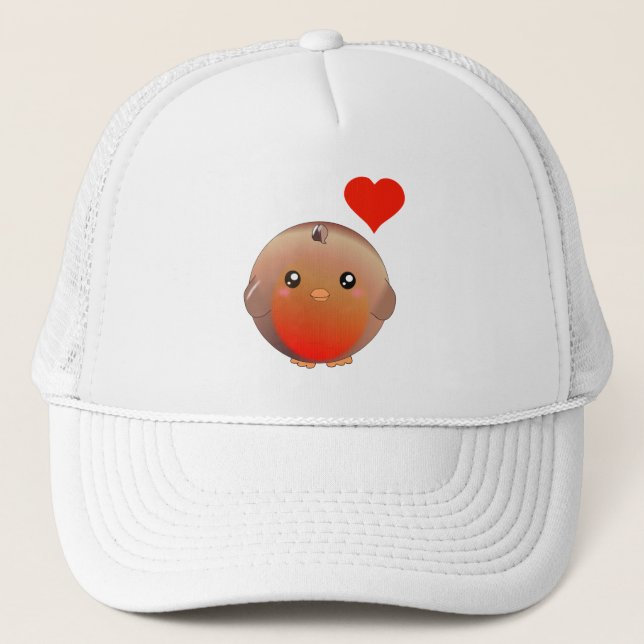 Cute Robin Bird Trucker Hat (Front)