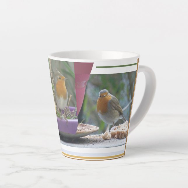 Cute Robin Collage Latte Mug (Angle droit)