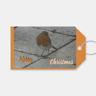 Cute Robin Cust. Text Gift Tag