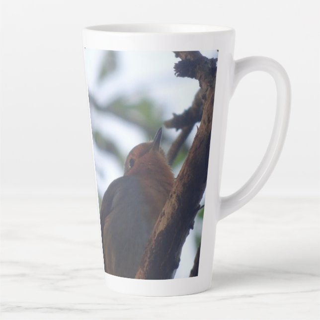 Cute Robin dans l'arbre haute latte Mug (Droite)