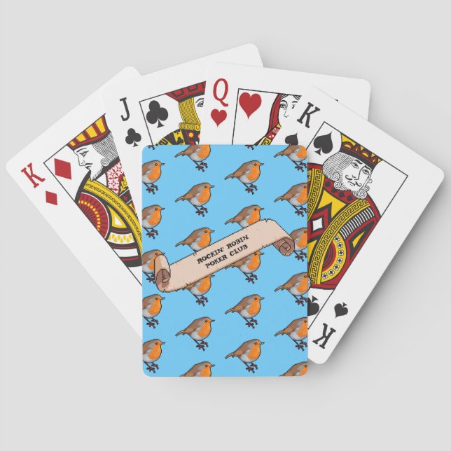 Cute Robin Rockin' Robin Poker Club Retro Pattern Playing Cards (Back)