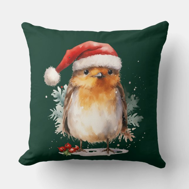 Cute Robin Throw Pillow (Front)