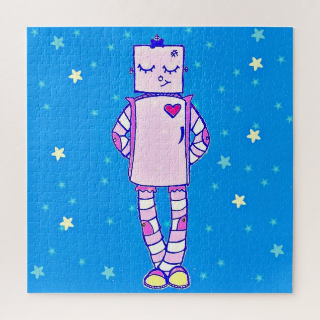 Cute Robot and Stars Puzzle (Vertical)