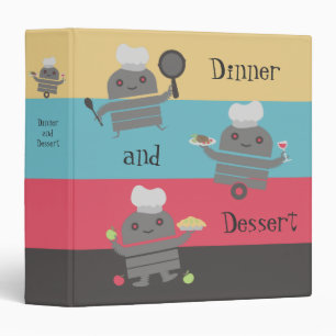 cute robot chef cooking baking recipe binder
