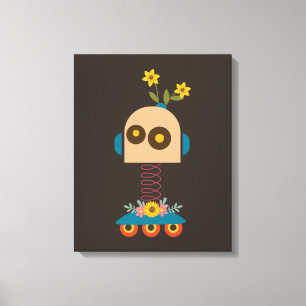 Cute robot children's design canvas print