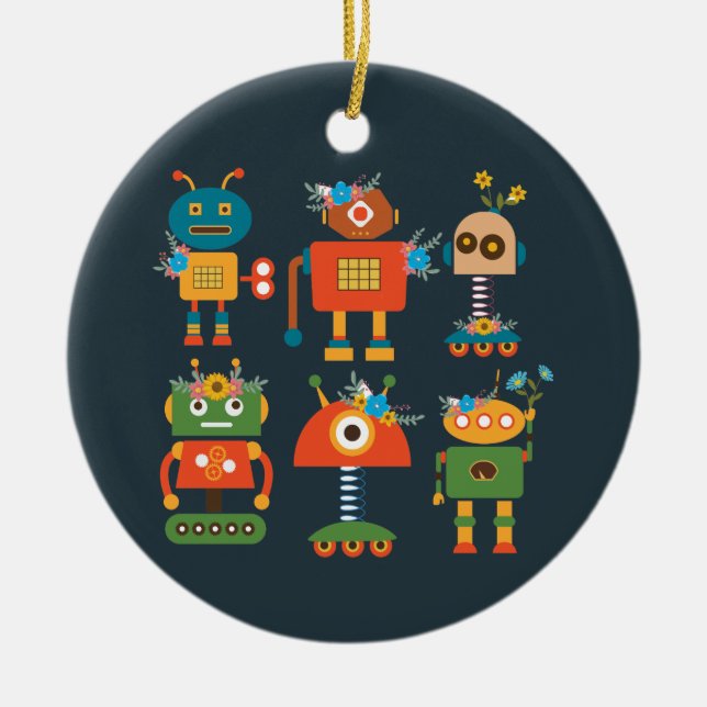 Cute robot children's design ceramic ornament (Front)