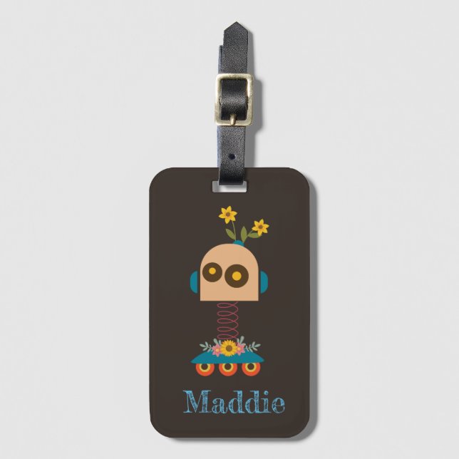 Cute robot children's design luggage tag (Front Vertical)
