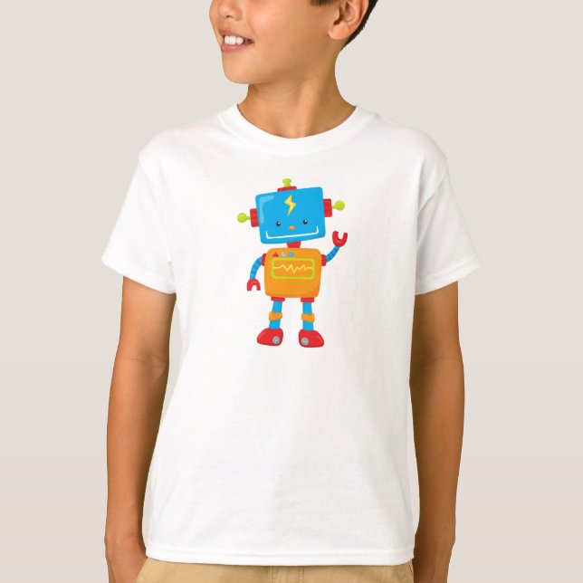 Cute Robot, Colourful Robot, Funny Robot, Robotics T-Shirt (Front)