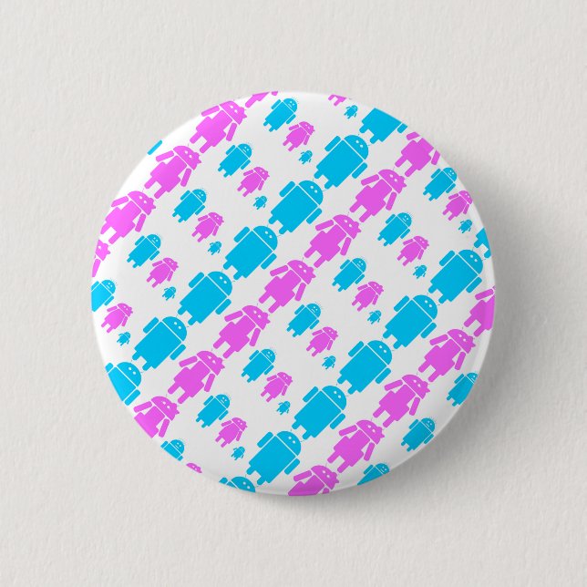 Cute robot familly pattern 2 inch round button (Front)