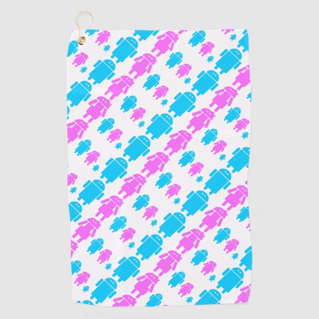 Cute robot familly pattern golf towel (Front)