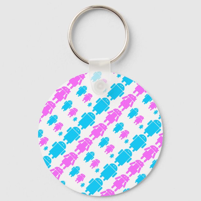 Cute robot familly pattern keychain (Front)