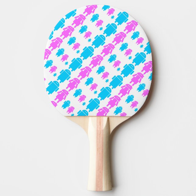 Cute robot familly pattern ping pong paddle (Front)