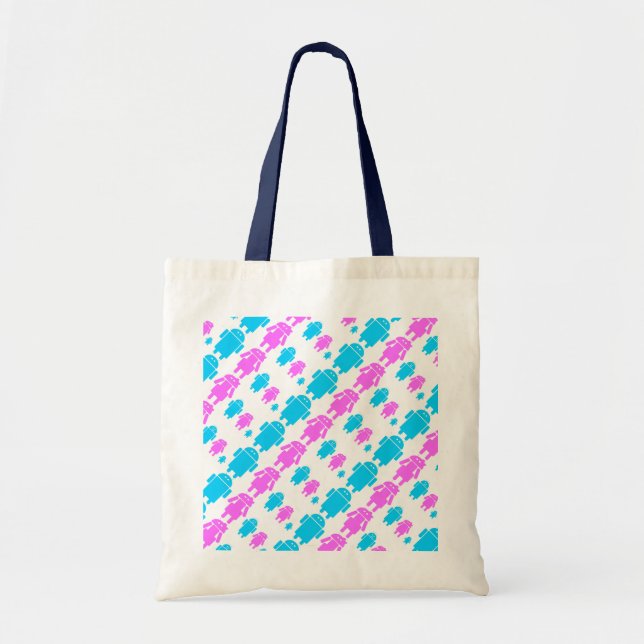 Cute robot familly pattern tote bag (Front)