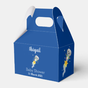 Cute robot flying in space cartoon illustration favor box